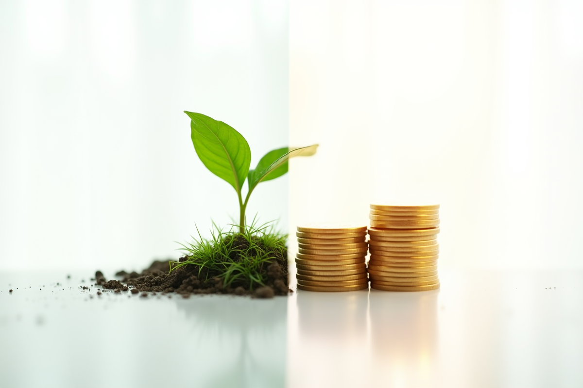 Une plante verte et des pièces d