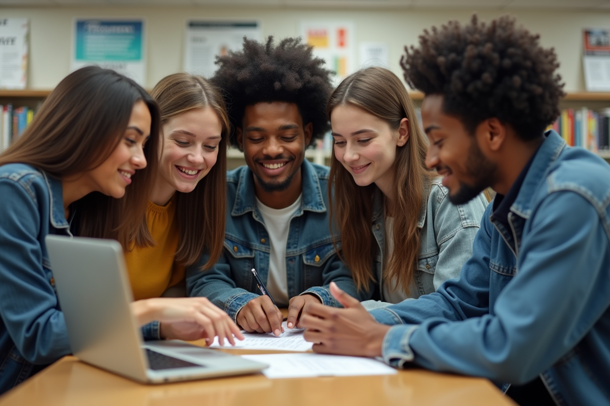 Jeunes adultes collaborant autour d